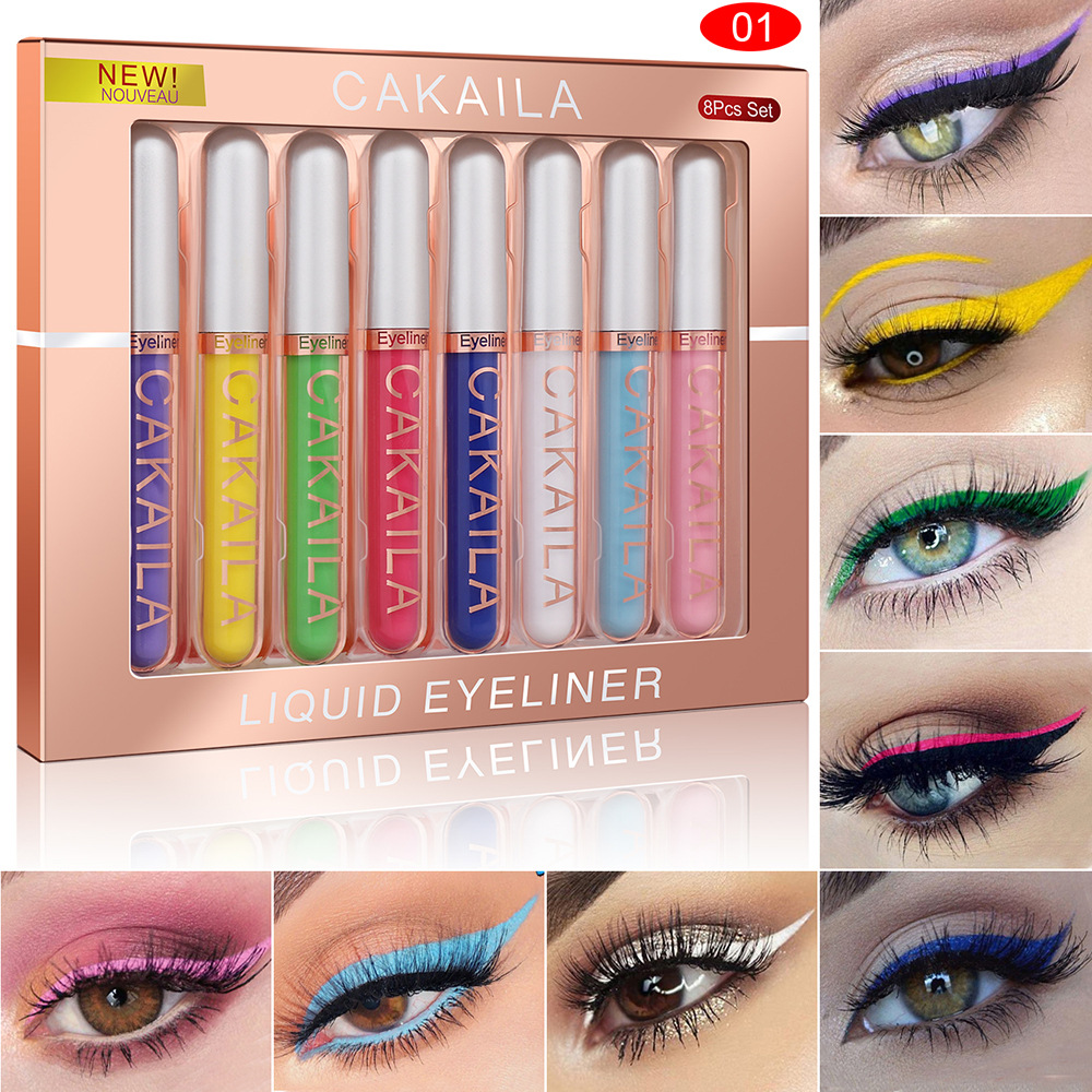 Beauty Makeup Eyeshadow - Zestaw 8 kolorowych wodoodpornych eyelinerów w