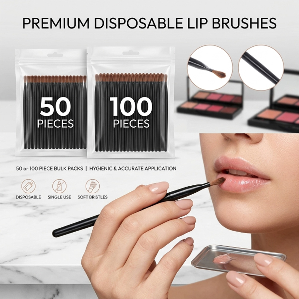 Beauty Home Makeup - Zestaw 50/100 szt. jednorazowych pędzelków do