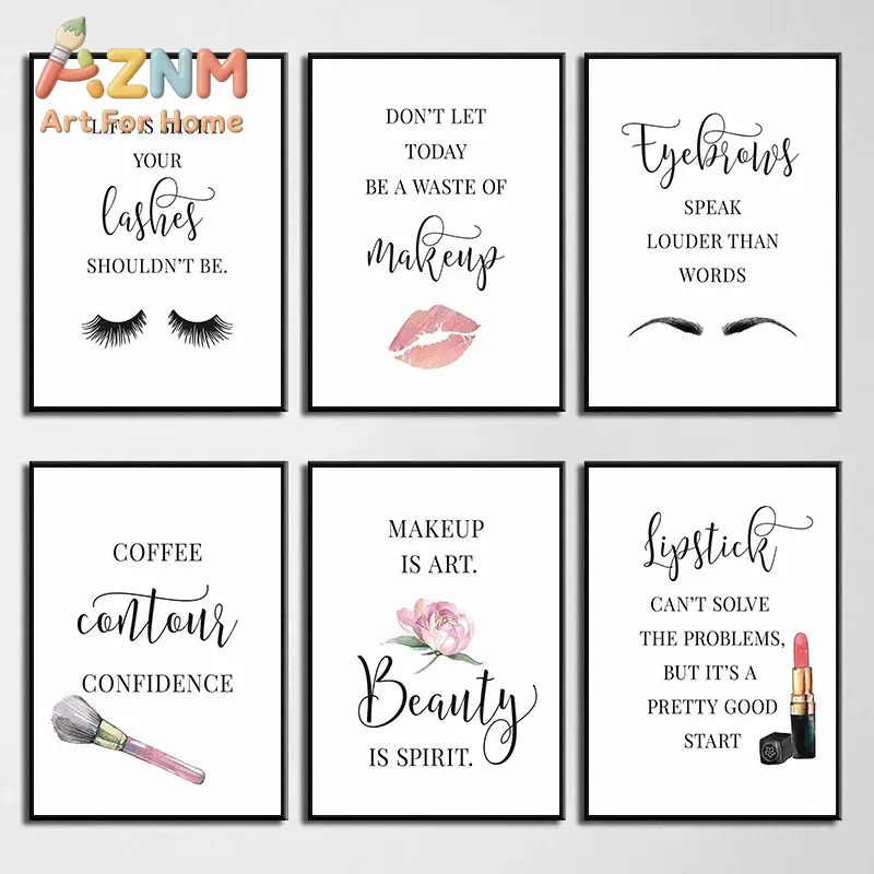 Beauty Of Makeup Quotes - Plakat z cytatami o makijażu, rzęsy,