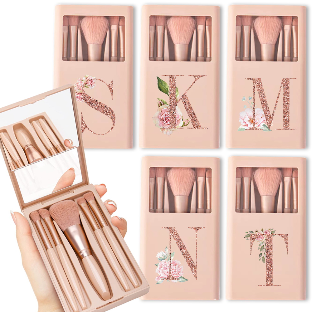 Beauty Makeup Box Set - 5-częściowy zestaw pędzli kosmetycznych z lustrem